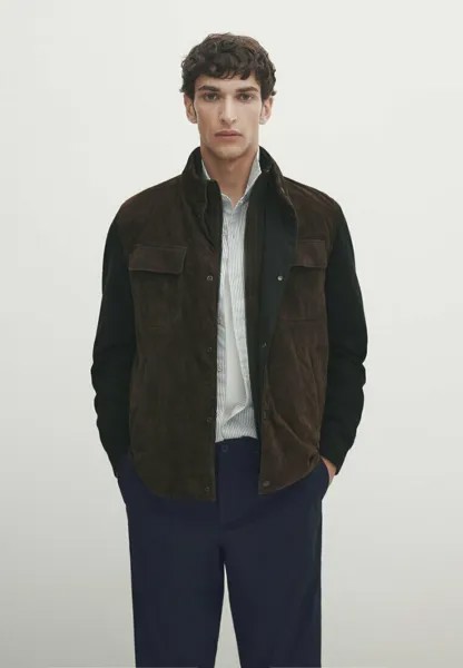 Кожаная куртка Massimo Dutti, коричневый