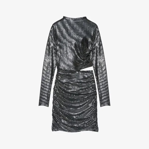 Платье мини Rilexisette из эластичной ткани, украшенное пайетками Maje, цвет noir / gris