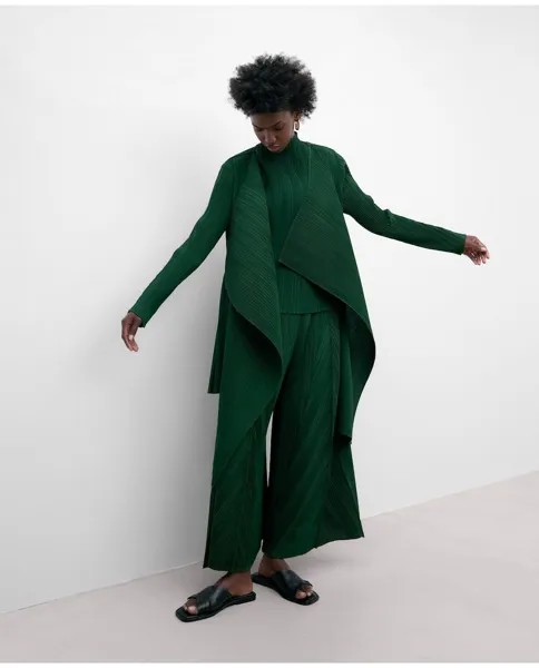 Женские широкие брюки палаццо со складками и завышенной талией Adolfo Dominguez, зеленый