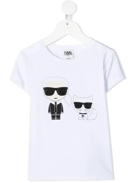 Karl Lagerfeld Kids футболка с графичным принтом и заклепками