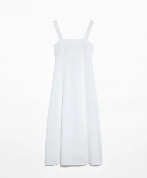 Платье Oysho Long Strappy Crochet, белый