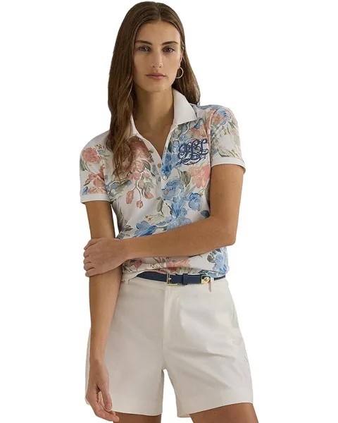 Поло LAUREN Ralph Lauren Petite Floral Piqué Shirt, цвет White Multi