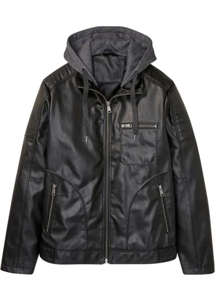 Куртка из искусственной кожи с капюшоном John Baner Jeanswear, черный