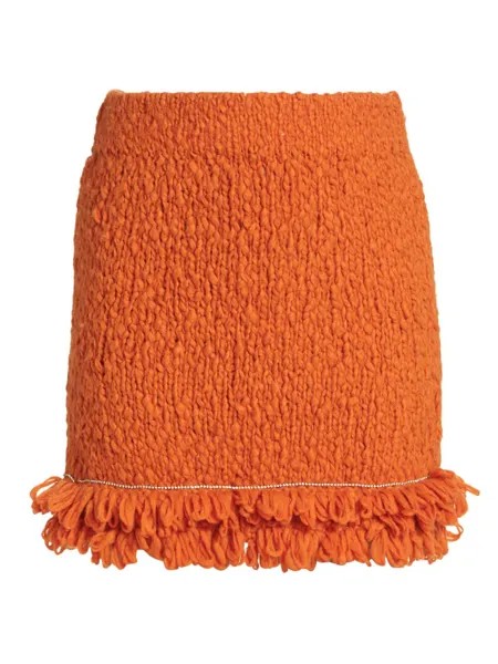 Мини-юбка из смесовой шерсти, украшенная кристаллами Alejandra Alonso Rojas, оранжевый
