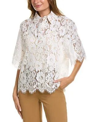 Женская кружевная рубашка с цветочным принтом Michael Kors, белая, M