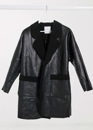 Черное пальто с подкладкой из искусственного меха Elvi-Черный