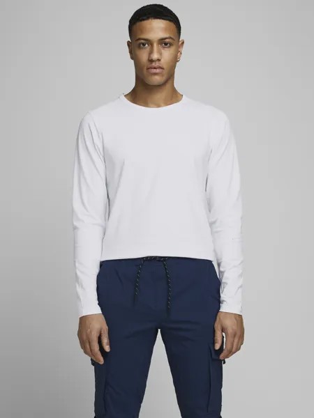 Лонгслив Jack & Jones Jack & Jones Pullover mit Rundhals JJEBASIC O NECK TEE, белый