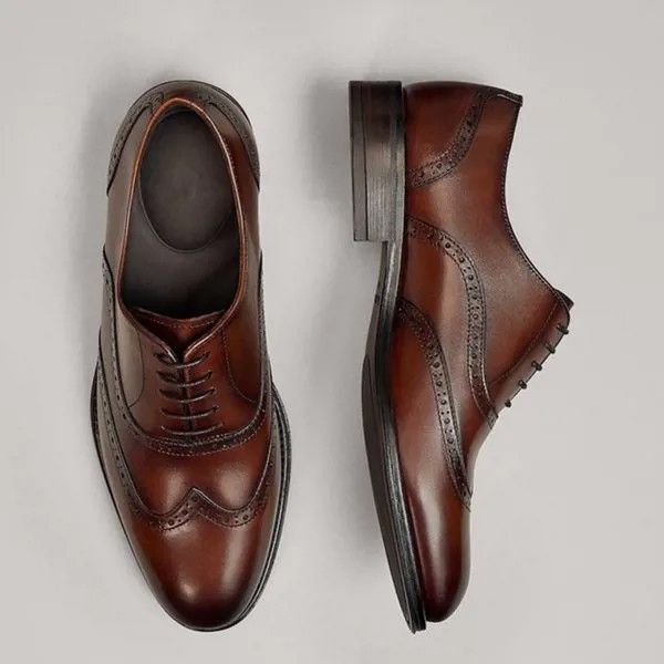 Elmsk мужские классические туфли, английская Мода, ретро броги, резьба, Натуральная Воловья кожа, повседневные деловые туфли