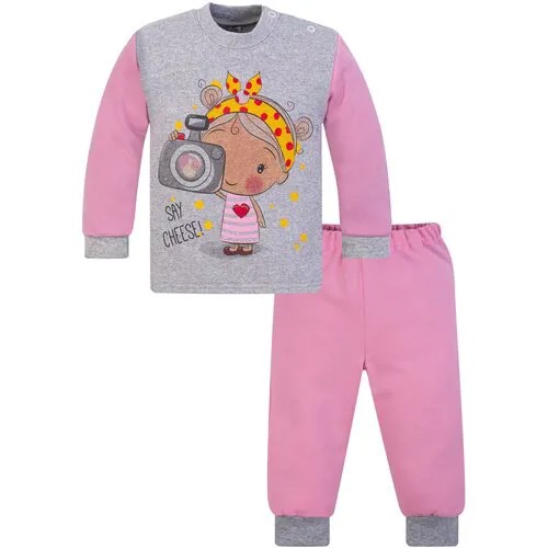 Комплект одежды Утенок, свитшот и брюки, размер 110, розовый, серый