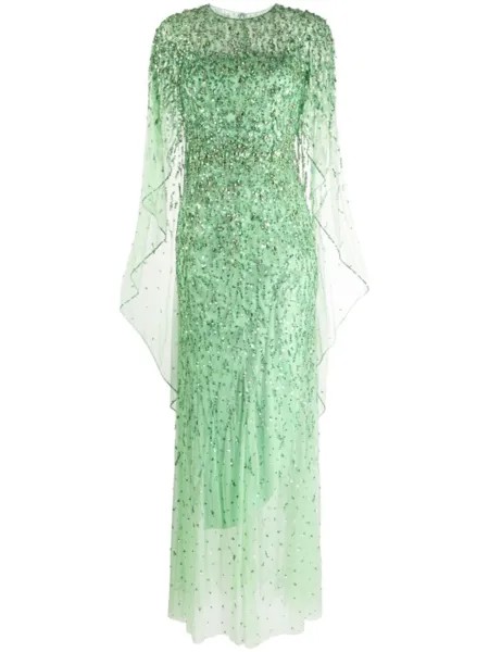 Jenny Packham декорированное платье Delphine, зеленый