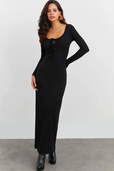 Женское черное платье макси с камзолом EY1513 Cool & Sexy, черный