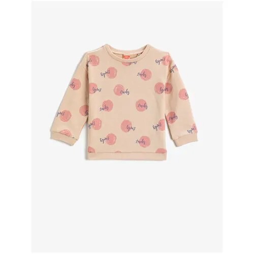 Свитшот KOTON BABYGIRL, 2KMG19370AK, цвет: BEIGE DESIGN, размер: 9-12