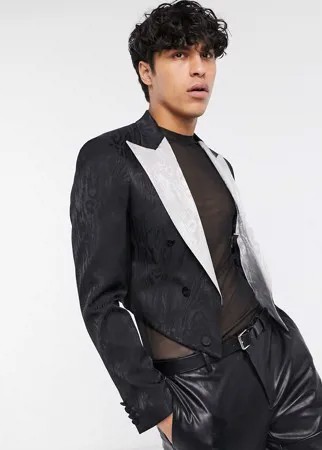 Черный короткий пиджак с контрастными лацканами ASOS EDITION