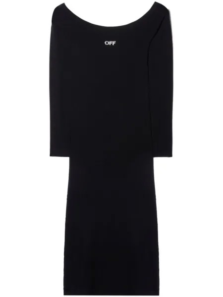 Off-White платье Off Stamp с открытыми плечами, черный