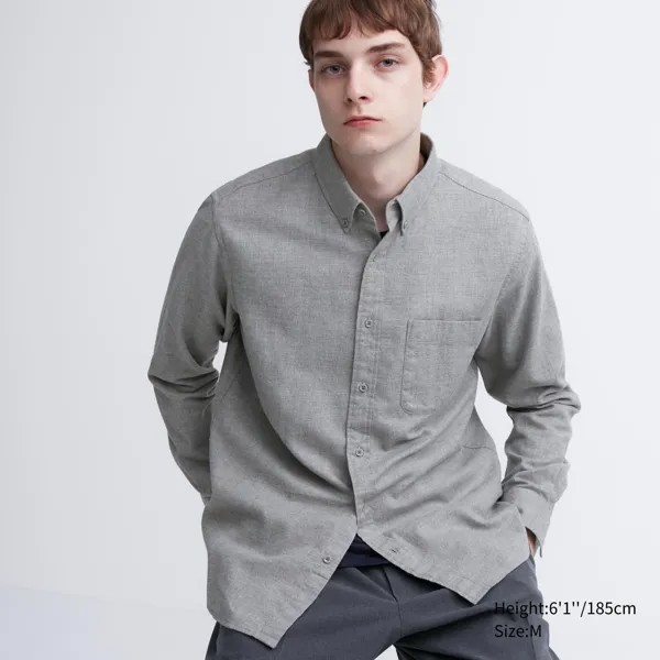 Рубашка Uniqlo Flannel Regular Fit, серый