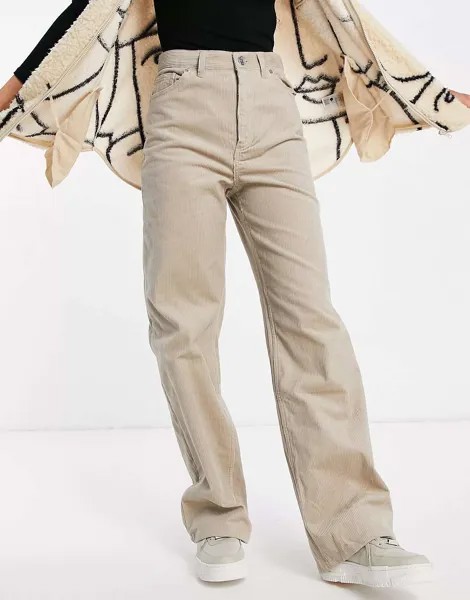 Бежевые вельветовые брюки широкого кроя Monki Yoko