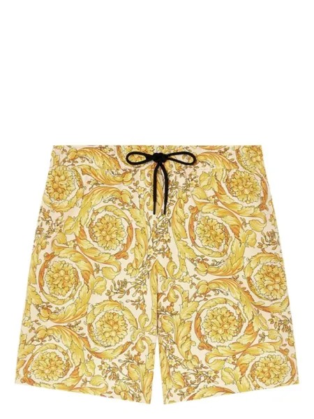 Versace плавки-шорты с принтом Barocco, желтый