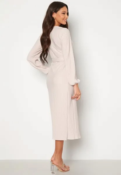 Летнее платье Pleated Wrap Midi Dress Bubbleroom, коричневое