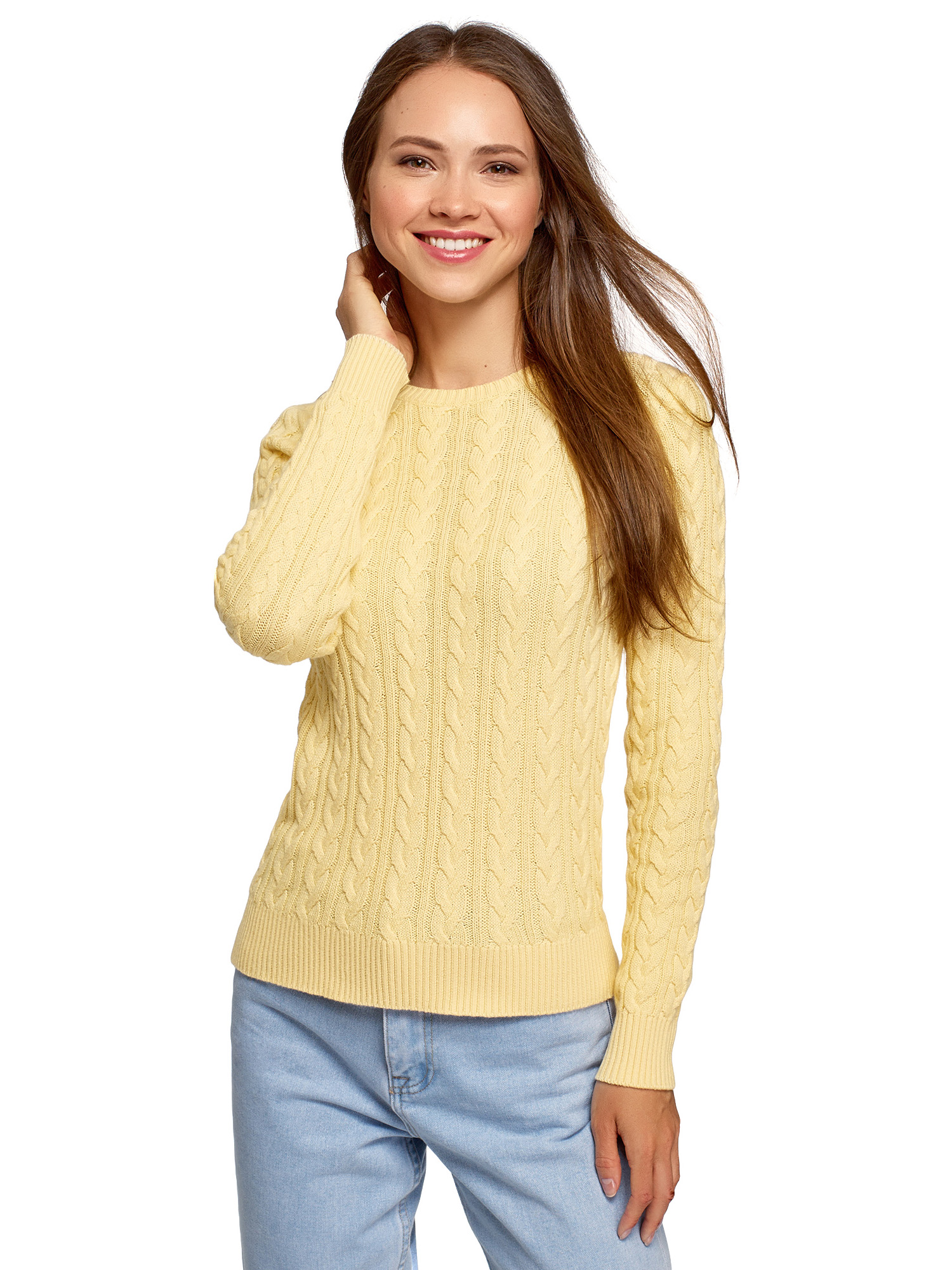 Джемпер женский oodji 73807617-1B желтый 2XS
