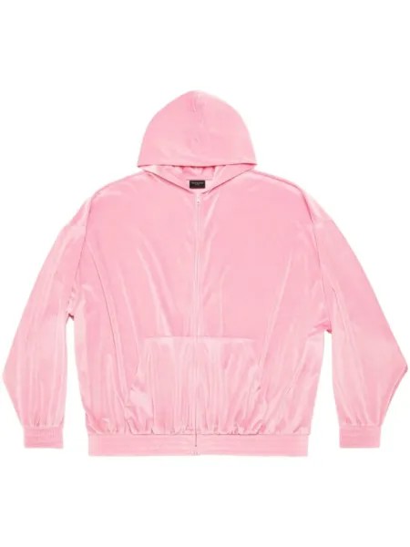 Balenciaga бархатное худи с логотипом, розовый