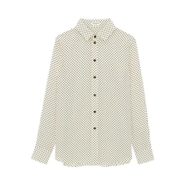 Рубашка Saint Laurent Dotted Long-Sleeved 'Chalk/Black', белый