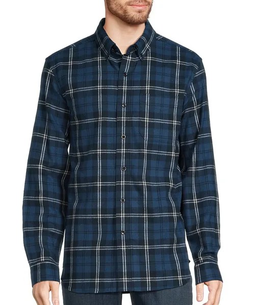 L.L.Bean Scotch Medium Swan Blue фланелевая тканая рубашка в клетку с длинными рукавами, синий
