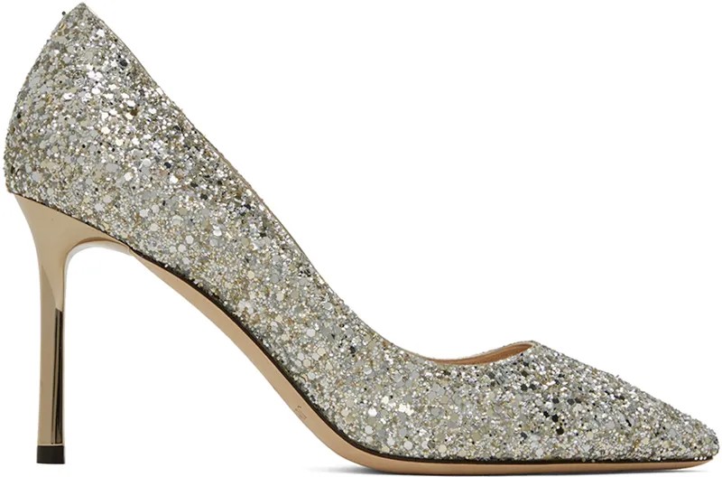 Серебряные туфли Роми 85 на каблуках Jimmy Choo