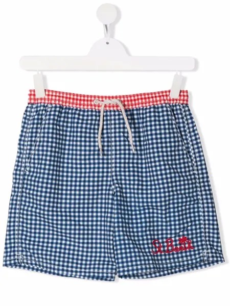 Mc2 Saint Barth Kids плавки-шорты Jean в клетку гингем