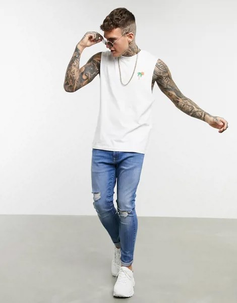Белая майка с принтом на спине Jack & Jones Originals-Белый