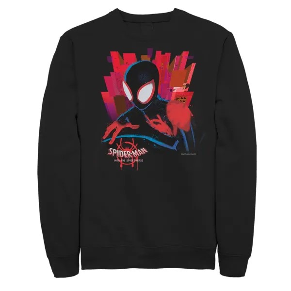 Мужской темно-черный флисовый пуловер с рисунком «Человек-паук» Marvel Spiderverse