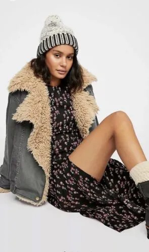 Джинсовая куртка Rare Free People Owen Sherpa с тедди-воротником Foggy Night XS