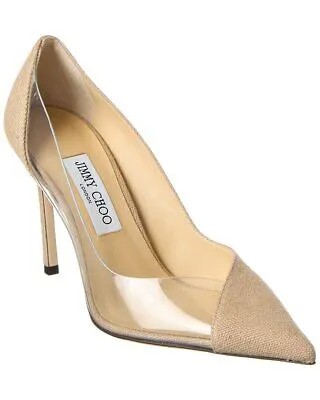 Jimmy Choo Cass 95 Женские туфли-лодочки из льна и винила