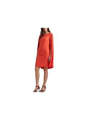 LAUREN RALPH LAUREN Женское оранжевое платье-футляр на накидке с длинными рукавами 18