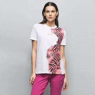 Женская футболка GAELLE Paris GBDP17070 белая с принтом -quot;зебра-quot; и стразами
