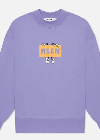 Мужская толстовка MSGM Box Comics Crew Neck, цвет фиолетовый, размер S