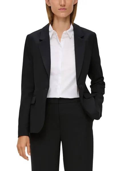 S.Oliver Короткий пиджак BLACK LABEL с карманами с клапанами спереди S.Oliver Black Label, черный