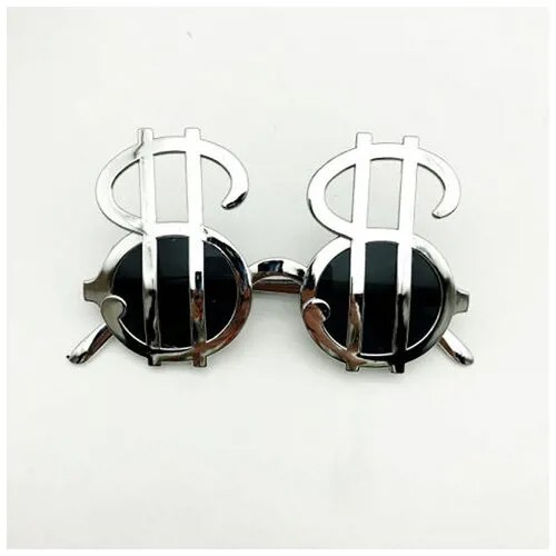 Карнавальные очки со значком доллара серебряные