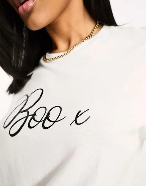 Белая футболка с блестками In The Style boo