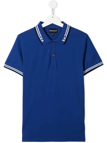 Emporio Armani Kids рубашка поло вязки интарсия с логотипом