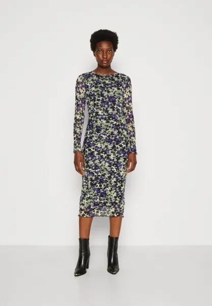 Дневное платье MIDI DRESS WITH GATHERING TOM TAILOR DENIM, цвет lilac/green