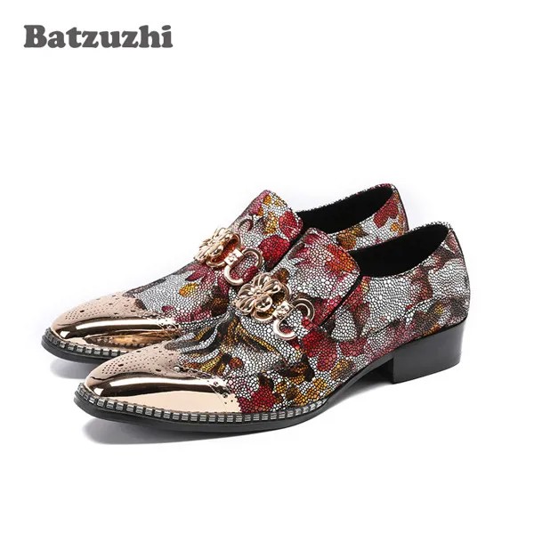 Batzuzhi/Фирменные Мужские модельные туфли в итальянском стиле; мужские туфли со стразами; кожаные туфли с металлическим носком; мужские дизайнерские туфли для вечеринки; свадебные туфли