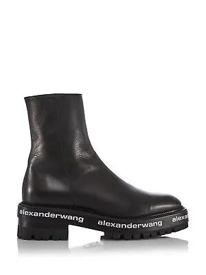 ALEXANDER WANG Женские черные кожаные ботинки Sanford с миндалевидным носком на блочном каблуке 38
