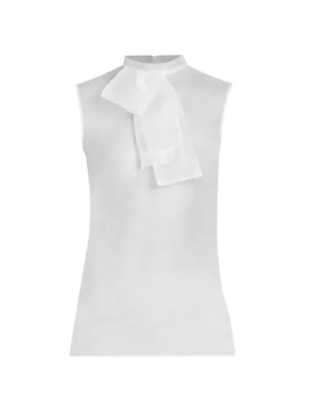Прозрачная шелковая блузка без рукавов Sacai, цвет off white