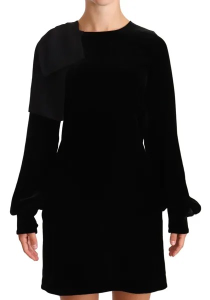N21 Платье-футляр А-силуэта из черной вискозы с длинными рукавами и круглым вырезом Mini IT40/US6/S