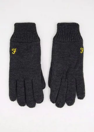 Перчатки темно-серого цвета с логотипом Farah-Серый