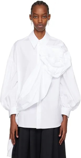 Белая рубашка с фирменными рукавами и поясом Simone Rocha