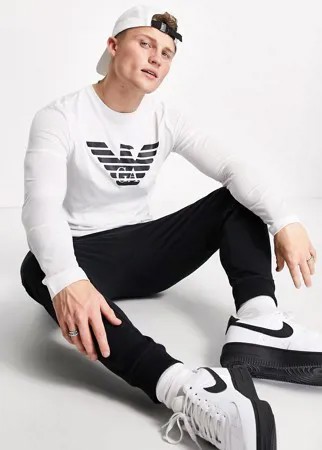 Белый лонгслив с логотипом Emporio Armani