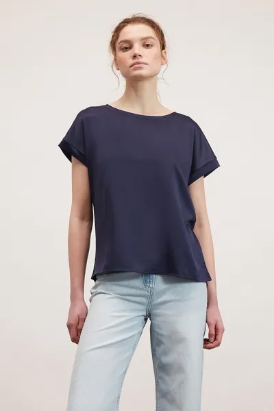 Блуза с асимметричным подолом Motivi, синий