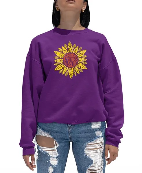 Женская толстовка с круглым вырезом и надписью sunflower word art LA Pop Art, фиолетовый