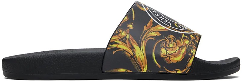 Черные шлепанцы с цепочкой Shelly Couture Versace Jeans Couture